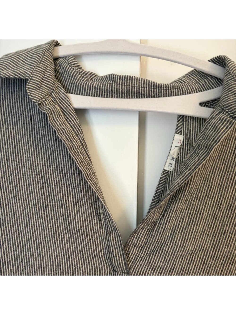It Is Well LA Linen Pinstripe Midi Dress Size L - Picture 5 of 8